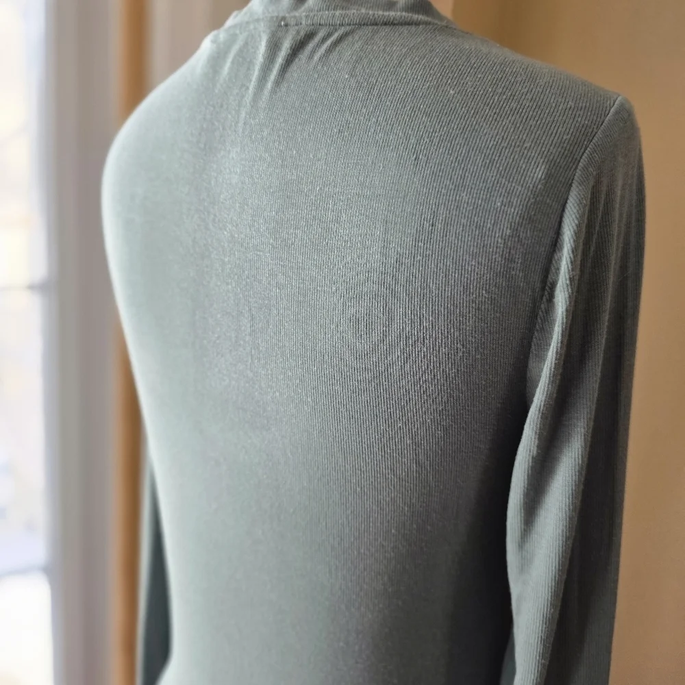 The Loft Sage Green Ribbed Long Sleeve Top - Size LP